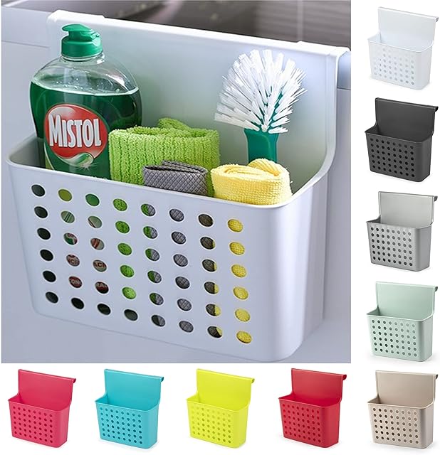 Plastific Kitchen Over Cabinet Drawer Door Hanging Organizer Basket Balance Attach a Trash Waste Bin Box Hanging Small Trash Suitable for Kitchen, Bathroom, Toilet, Bedroom (White)