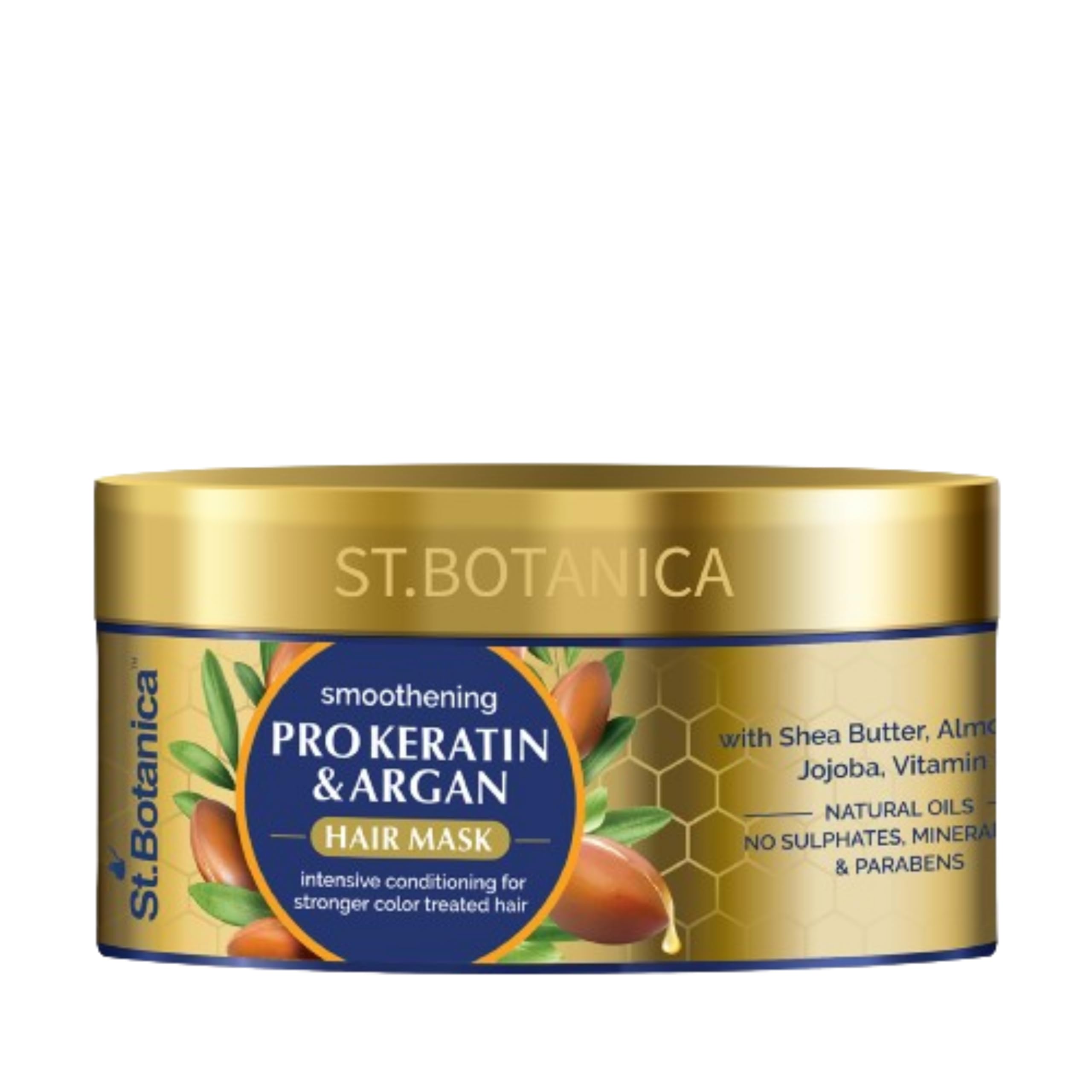 St.Botanica Smoothening Pro Keratin & Argan Oil Hair Mask for Women | with Shea Butter, Jojoba and Almond Oil | Deeply Conditions Dry, Damaged and Frizzy Hair | Protects Coloured Hair | No Parabens & Sulphates | 200 ml