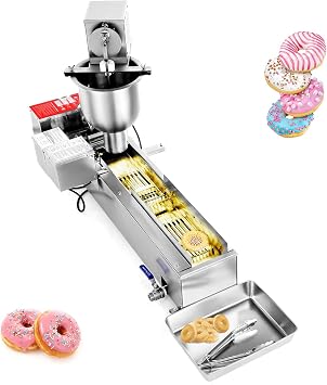 VEVOR Commercial Automatic Donuts Machine, Single Row Donuts Making Equipment, Stainless Steel Frying Auto Fryer, with 3 Size Molds, Auto Counting