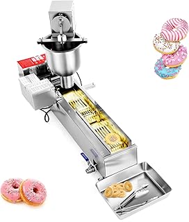 VEVOR Commercial Automatic Donuts Machine, Single Row Donuts Making Equipment, Stainless Steel Frying Auto Fryer, with 3 Size Molds, Auto Counting