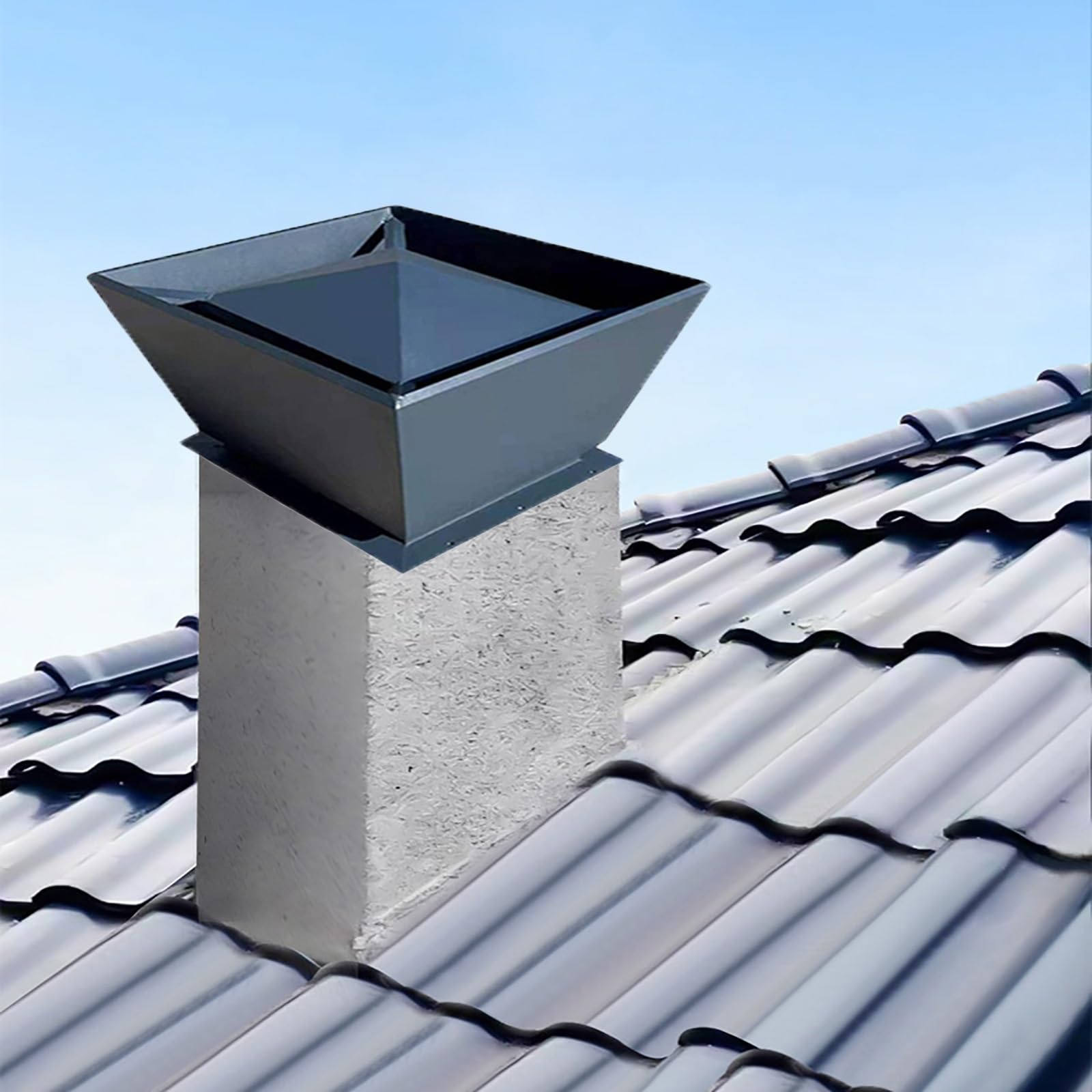 Cubierta cuadrada para chimenea de arcilla al aire libre y tubo de estufa, fácil instalación, protege contra animales y escombros, diseño resistente a la intemperie