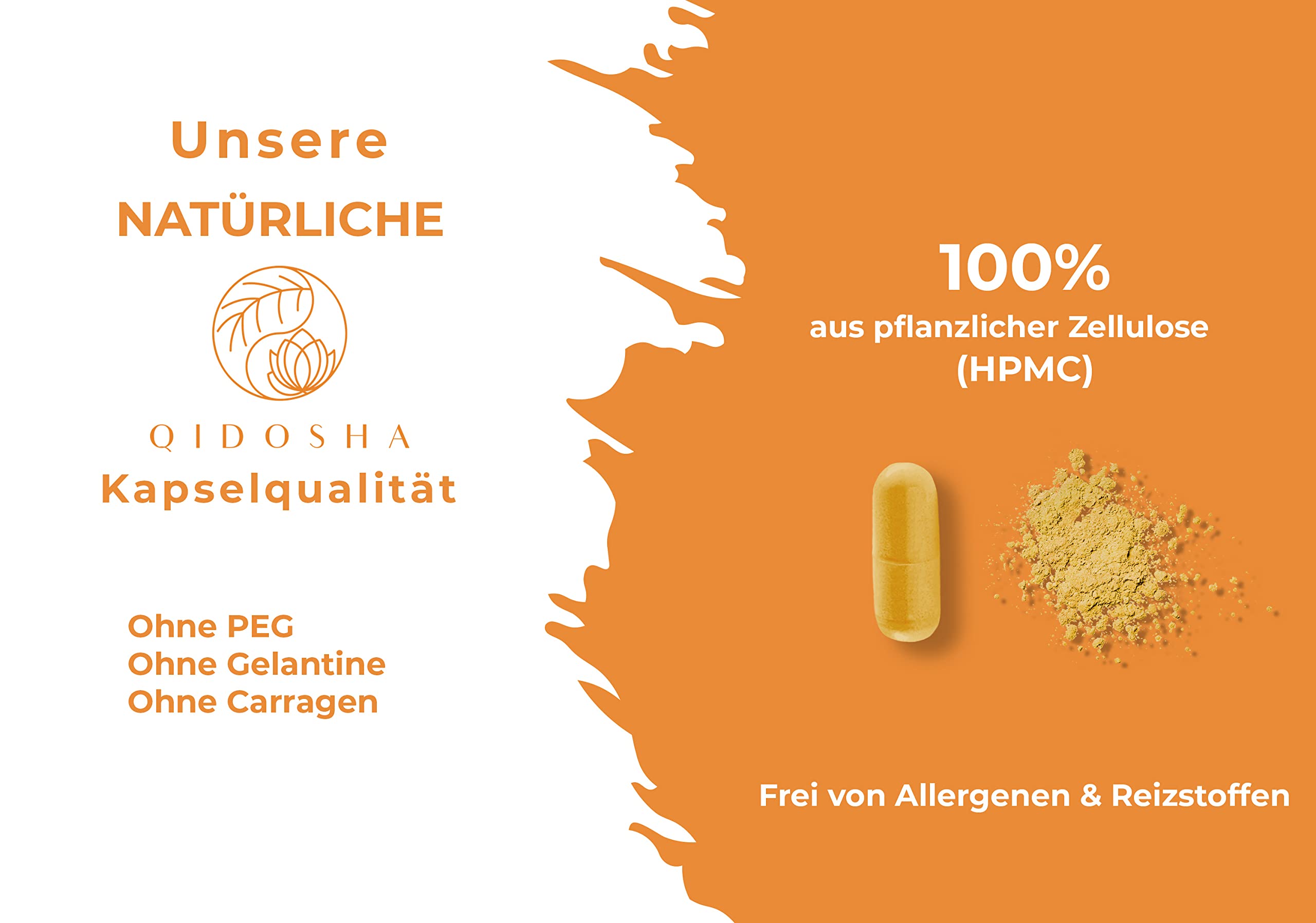 QIDOSHA® Kurkuma Extrakt Kapseln hochdosiert mit Piperin, 120 Stk, 618 mg Curcuma Extrakt Kapseln, davon 316 mg reiner Curcuma-Extrakt mit hohem Curcumin-Anteil, vegan, laborgeprueft