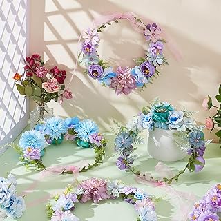 INFUNLY 113pcs/Set Blue Purple DIY Flower Crowns Kit Women Girls DIY Hea...