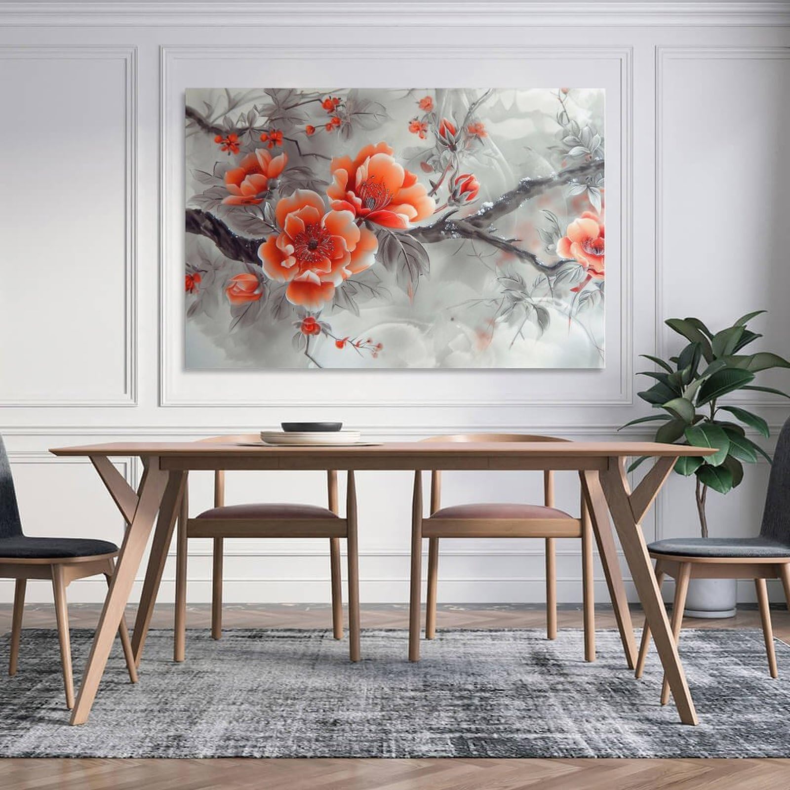 絵画　インテリア　絵　油絵　F4-090516　花（梅） ご予約品】 油彩 油絵 油彩画 HIROSHI1990 | 絵画【富士山と梅の