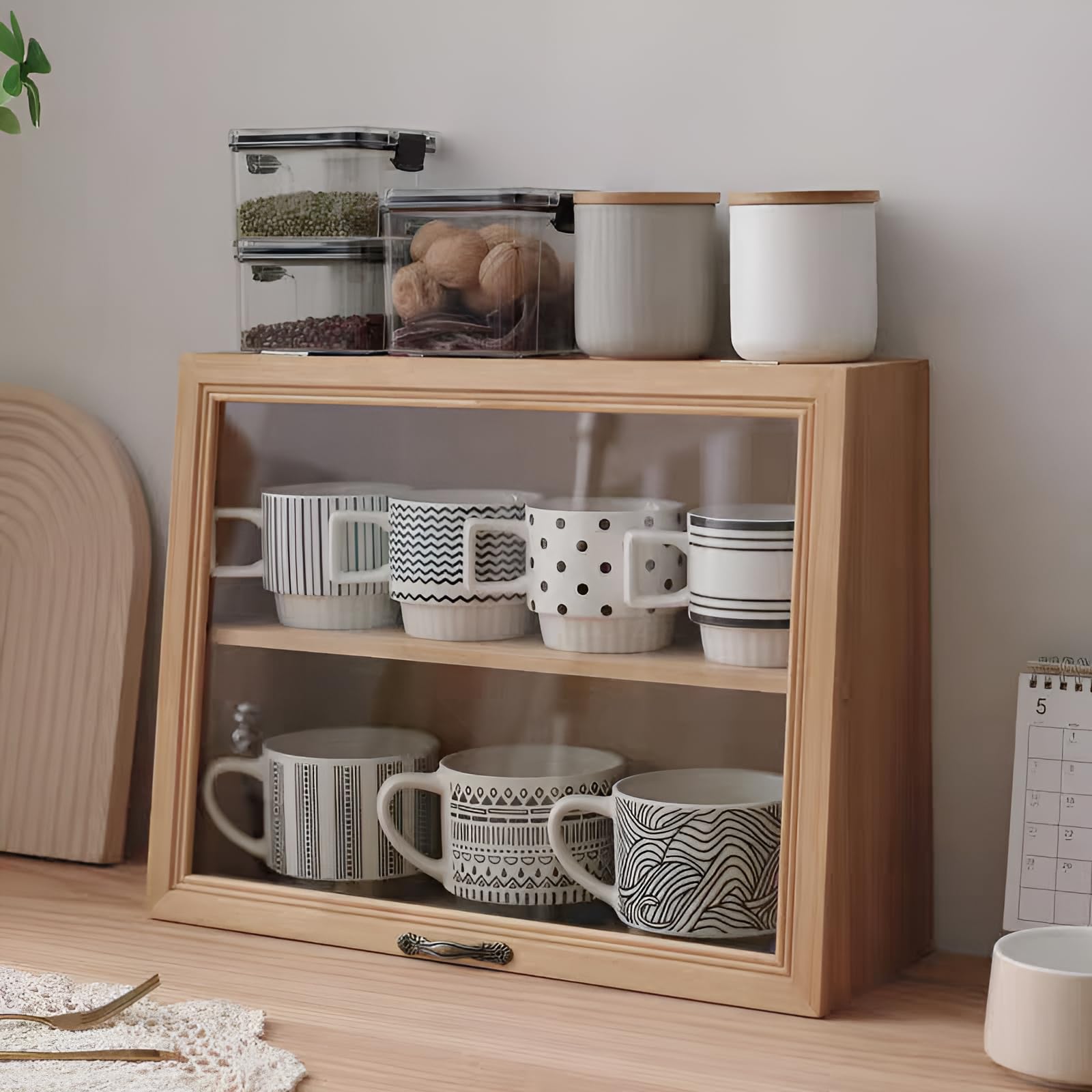 Amazon.co.jp: [Luvian]木製デスクトップ収納キャビネット 無垢材 天然 