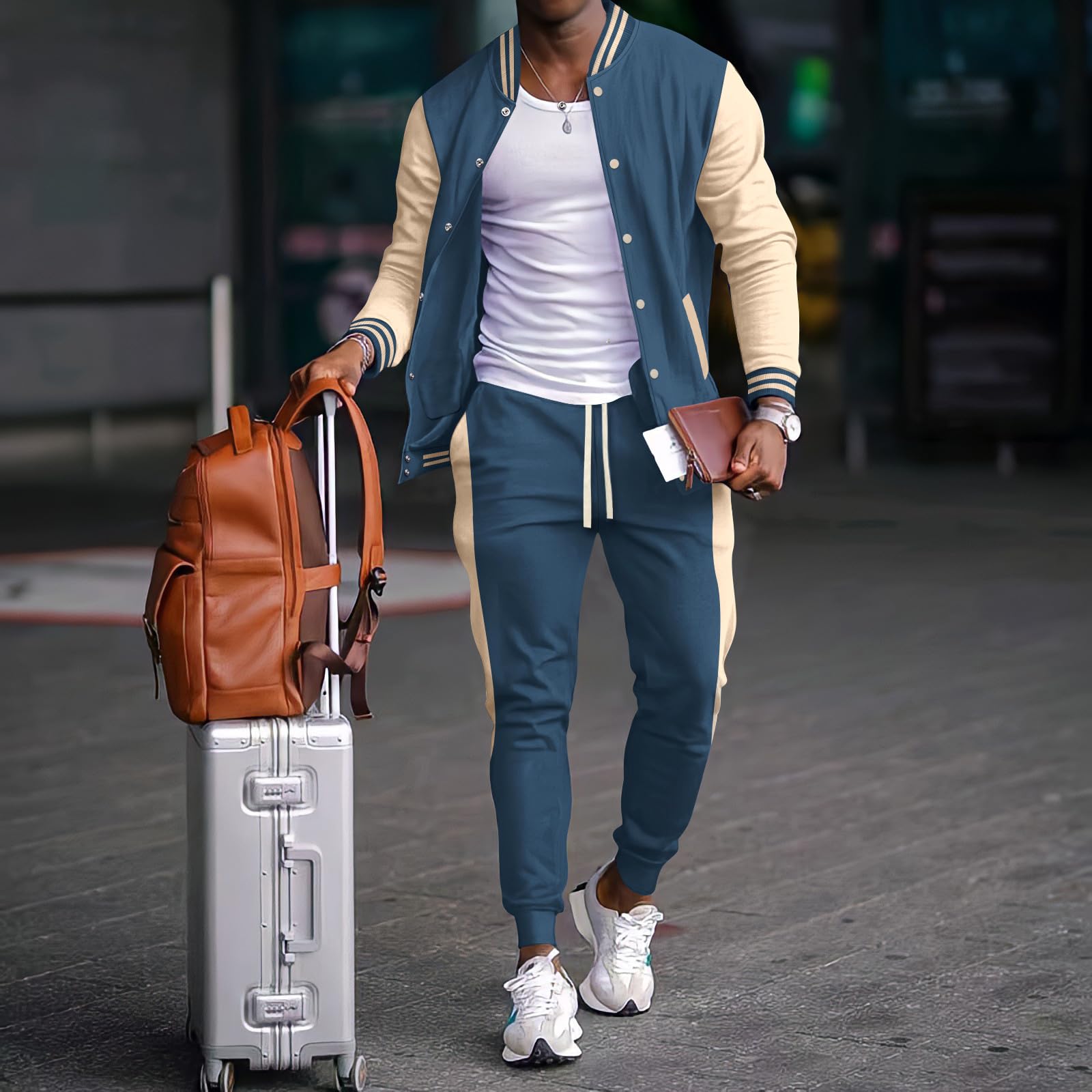 Jogginganzug Herren Set Trainingsanzug Sportanzug Langarm Freizeitanzug Männer Tracksuit für Fußball Gym Fitness Sporthose