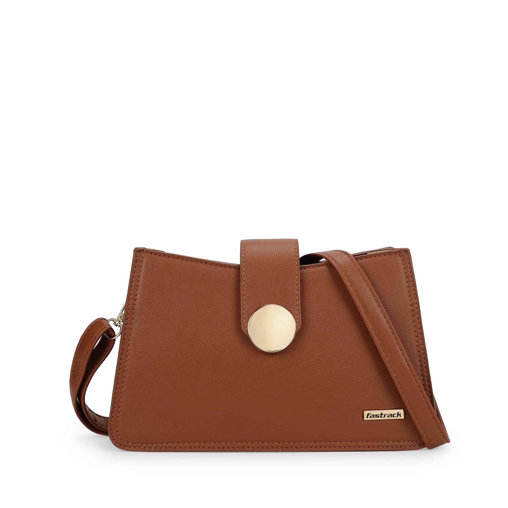 Women Structured Sling Bag with Metal Accents | Flap and Zip Closure, Inner Zip and Slip Pockets | Adjustable Sling Belt | Stylish Everyday Bag | Sling Bag for Casual Carry-image-26