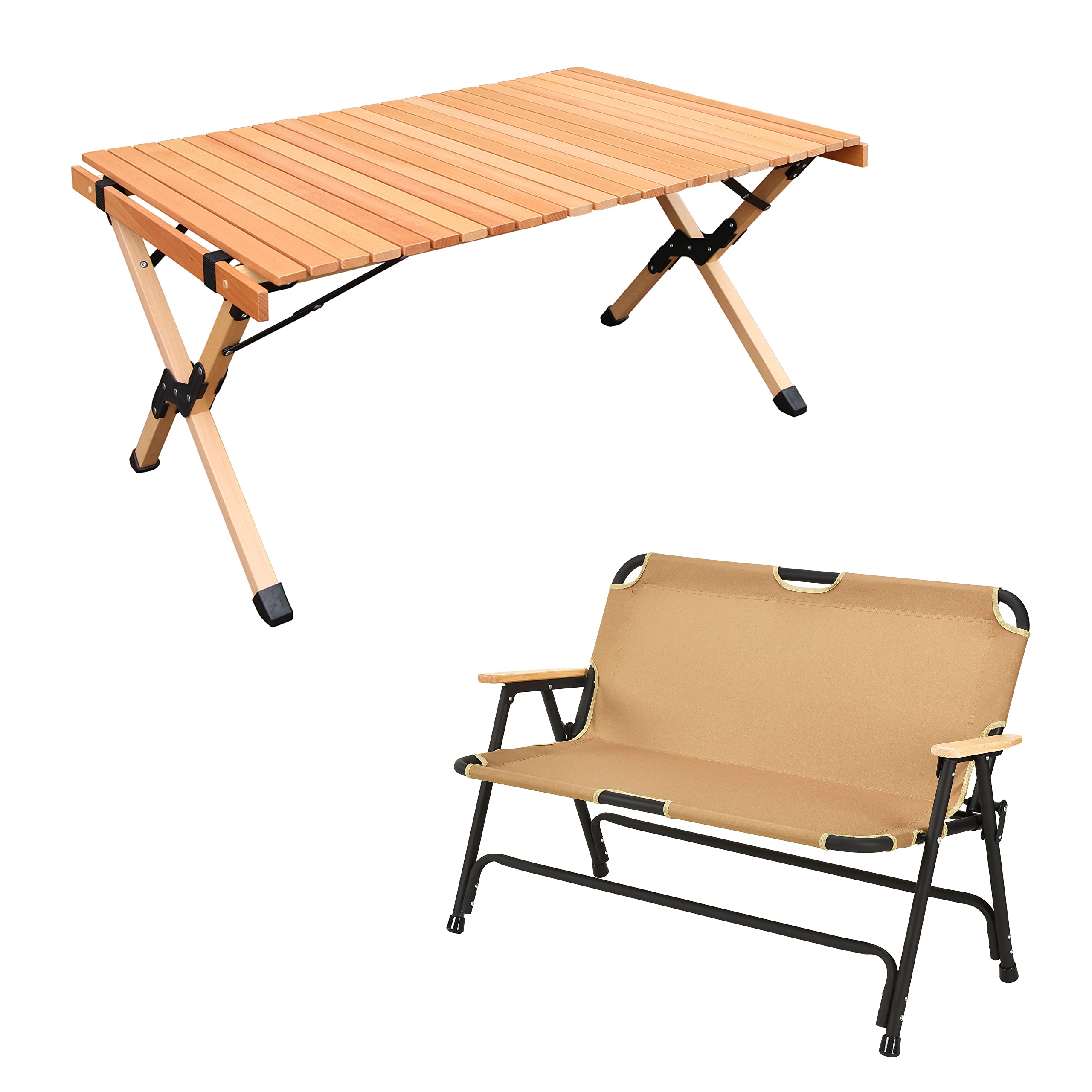 角利産業 KAKURI ウッドロールテーブル90cm+ベンチセット