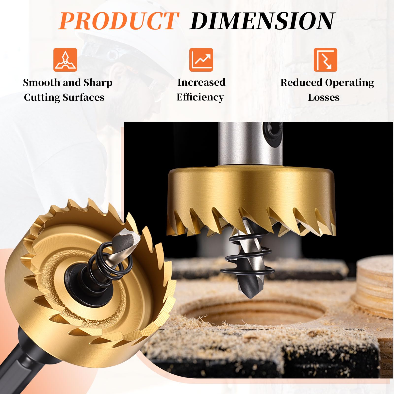 METALLIXITY Hole Saw 60mm (2-3/8"), M2 High Speed Steel Hole Cutter with Center Drill Bit, Hex Key and Spring - Image 4