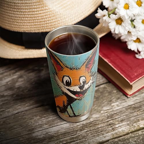 Miniatura 4 de ORCAE Regalos de zorro de 20 onzas para los amantes de los zorros, regalos de café para los amantes del café, genial, divertido, lindo vaso de café