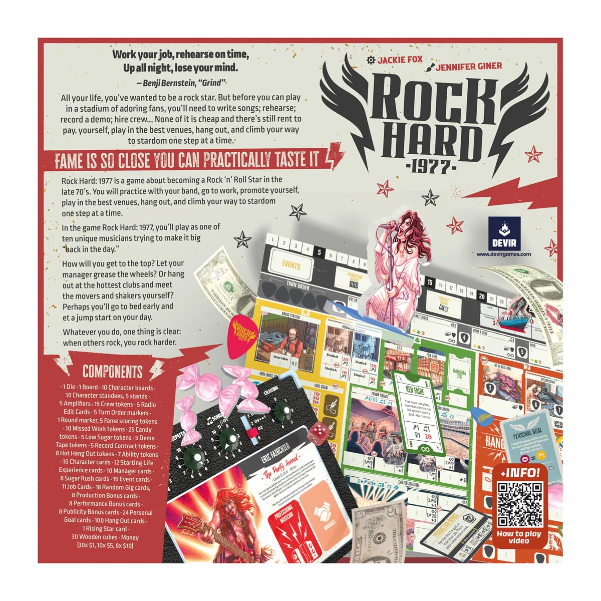 Devir - Rock Hard: gioco da tavolo 1977, gioco di strategia per l'industria musicale con posizionamento dei lavoratori, gioco di simulazione rock band per adolescenti e adulti, età 16+, 2-5 giocatori