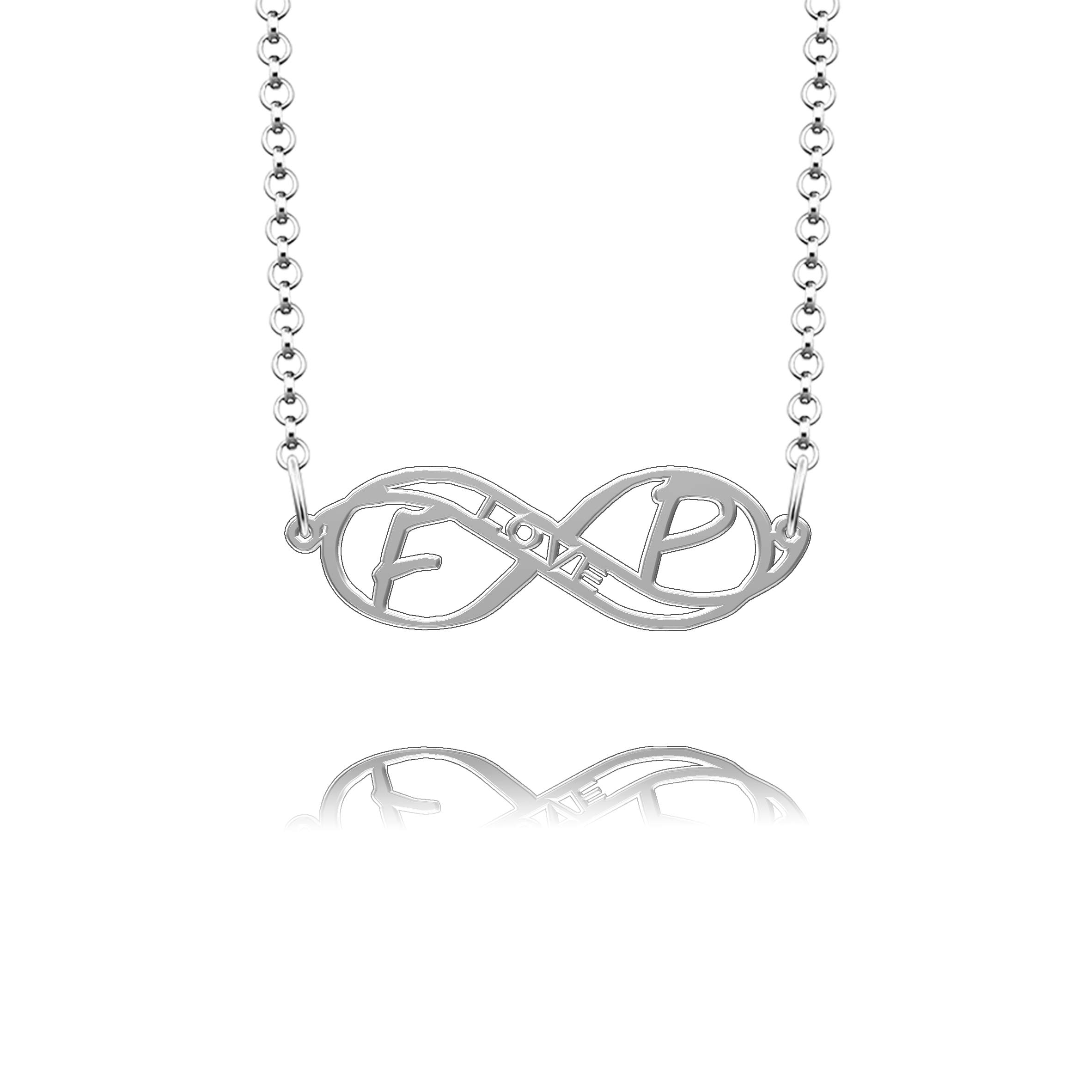 CLY Jewelry Sterling Silver Infinity Love Heart Initial Monogram Customized Any Name Necklace Gift for Couple