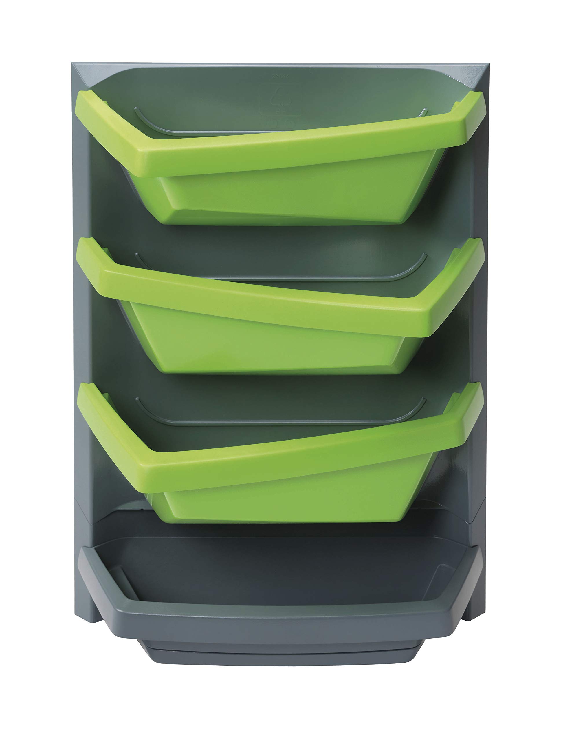 JUWEL Vertical Garden 20130 Basic Element Titanium/Lime (with 3 Plant Bowls, Waterproof Backboard, Suitable for Balcony + Patio, Flower Bed, Wall Mounting)