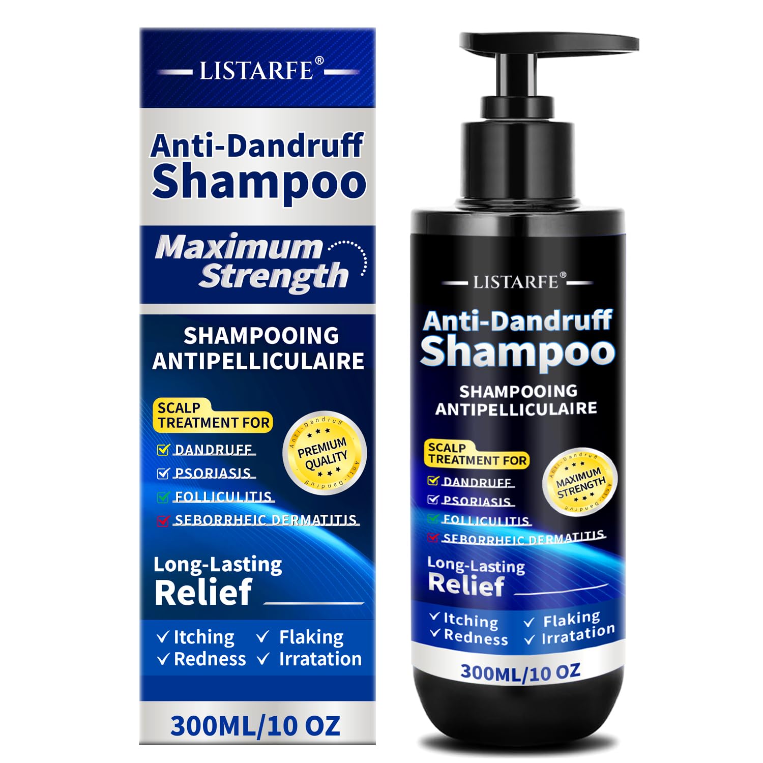 Dandruff Shampoo, Anti-Fungal Shampoo for Psoriasis & Seborrheic Dermatitis – Scalp Treatment for Itching, Flaking & Redness Relief for Men and Women, 300ML (Peppermint)