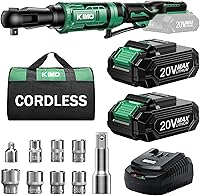 Vista 1 de KIMO - Llave de trinquete inalámbrica de 20 V, juego de 1/2 pulgada, llave de trinquete eléctrica de 74 Ft-lbs 400 RPM, trinquete a batería con 7