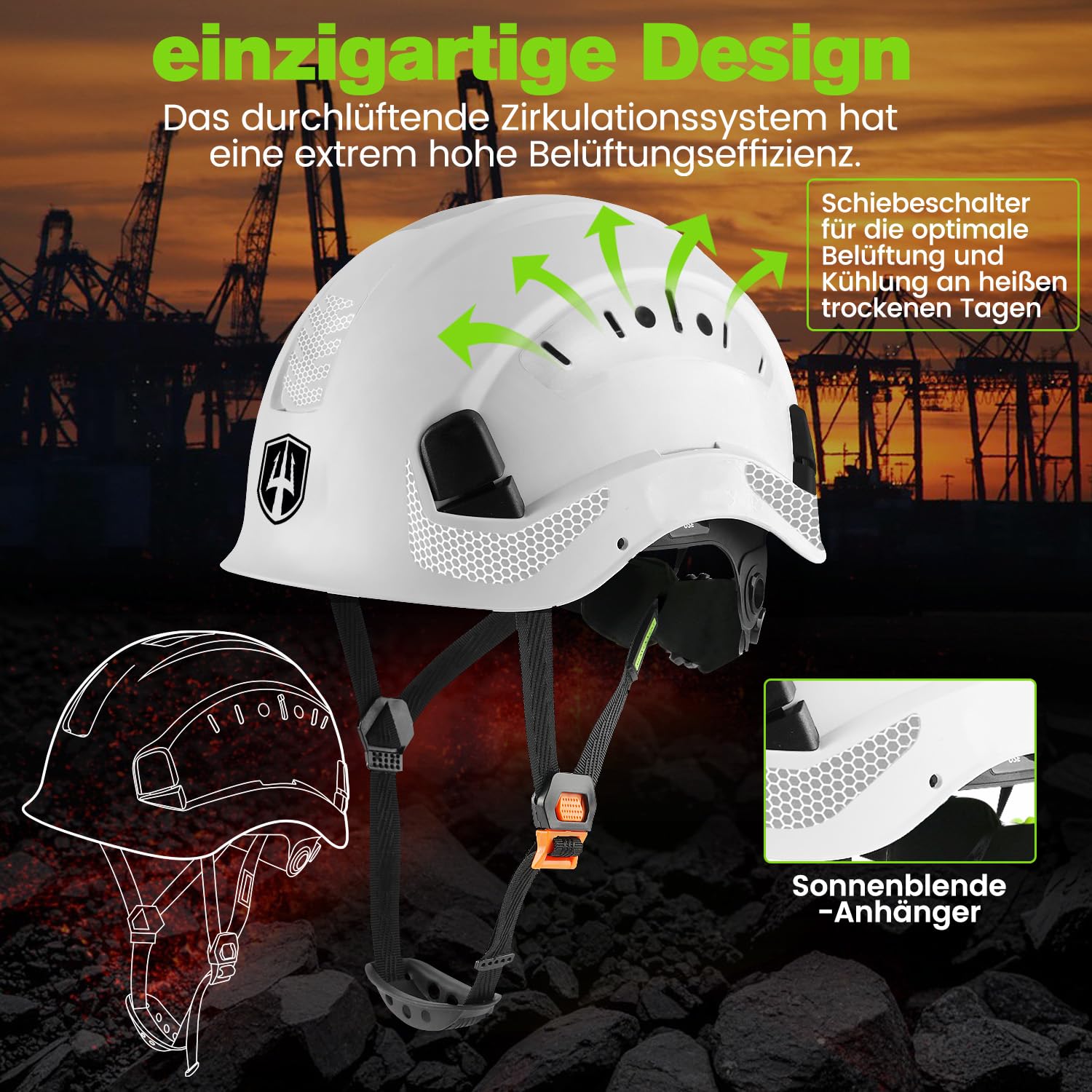 GREEN DEVIL Casco de seguridad industrial EN397 EN166 con visera transparente y teñida doble visera