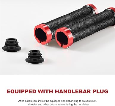 2Pcs Bike Handlebar Grips,Non-Slip Rubber MTB Grips with Aluminum Lock,Professional Bicycle Handle Grips for Mountain Bikes, Scooters, and BMX with Installation Tools