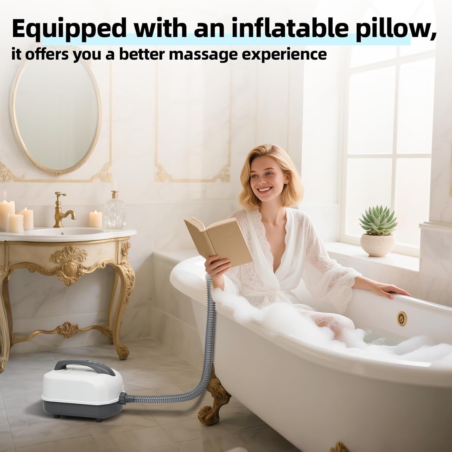 Portable Spa Bubble Bath Mat with Remote,6-Speed Adjustable Bubbles & Non-Slip Suction Cups,Full Body Waterproof Bubble Mat for Bathtub to Relieve Muscle Fatigue, Stress & Improve Circulation