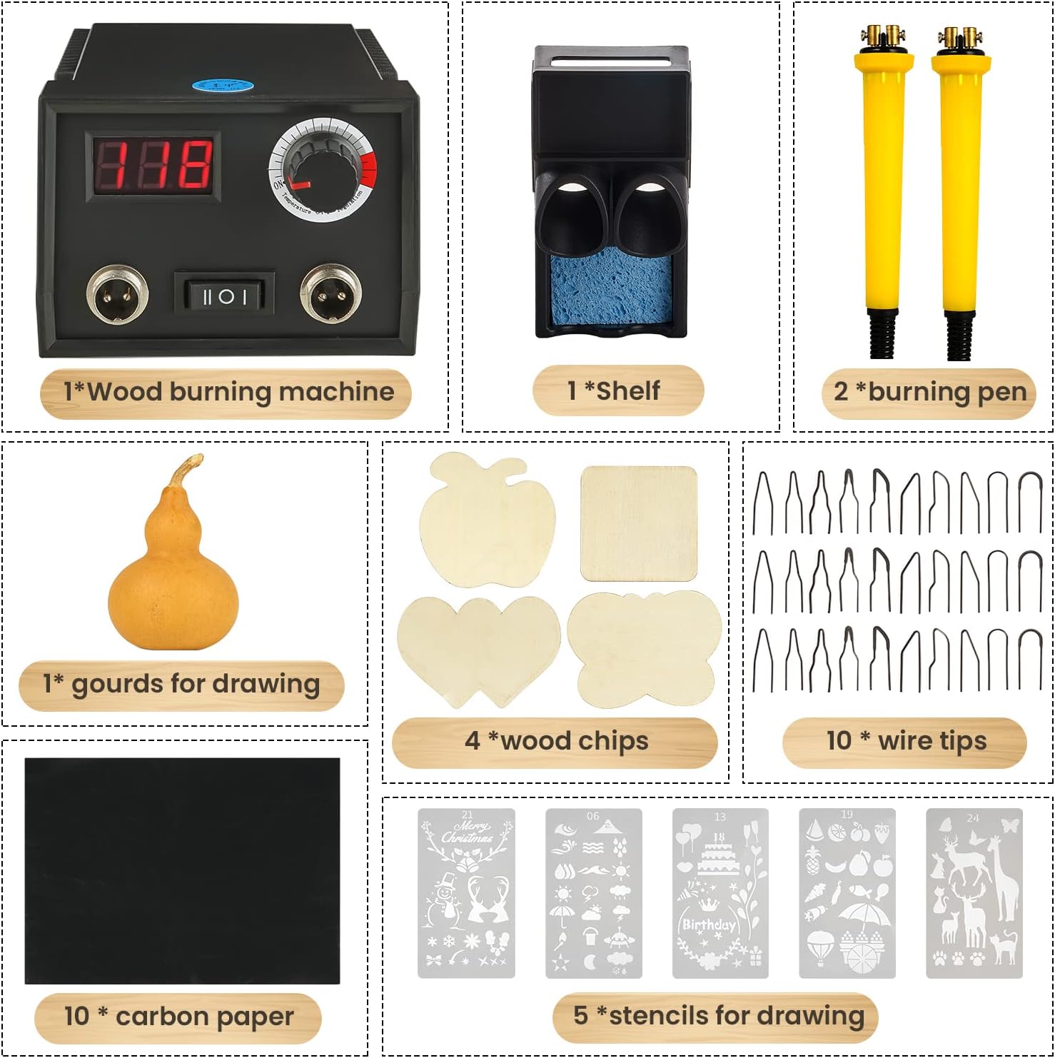 Wood Burning Kit Temperature Adjustable Pyrography Machine,Wood Burning Tool, 60W Digital Wood Burner with 30PCS Pyrography Wire Tips for Wood, Leather, Gourd