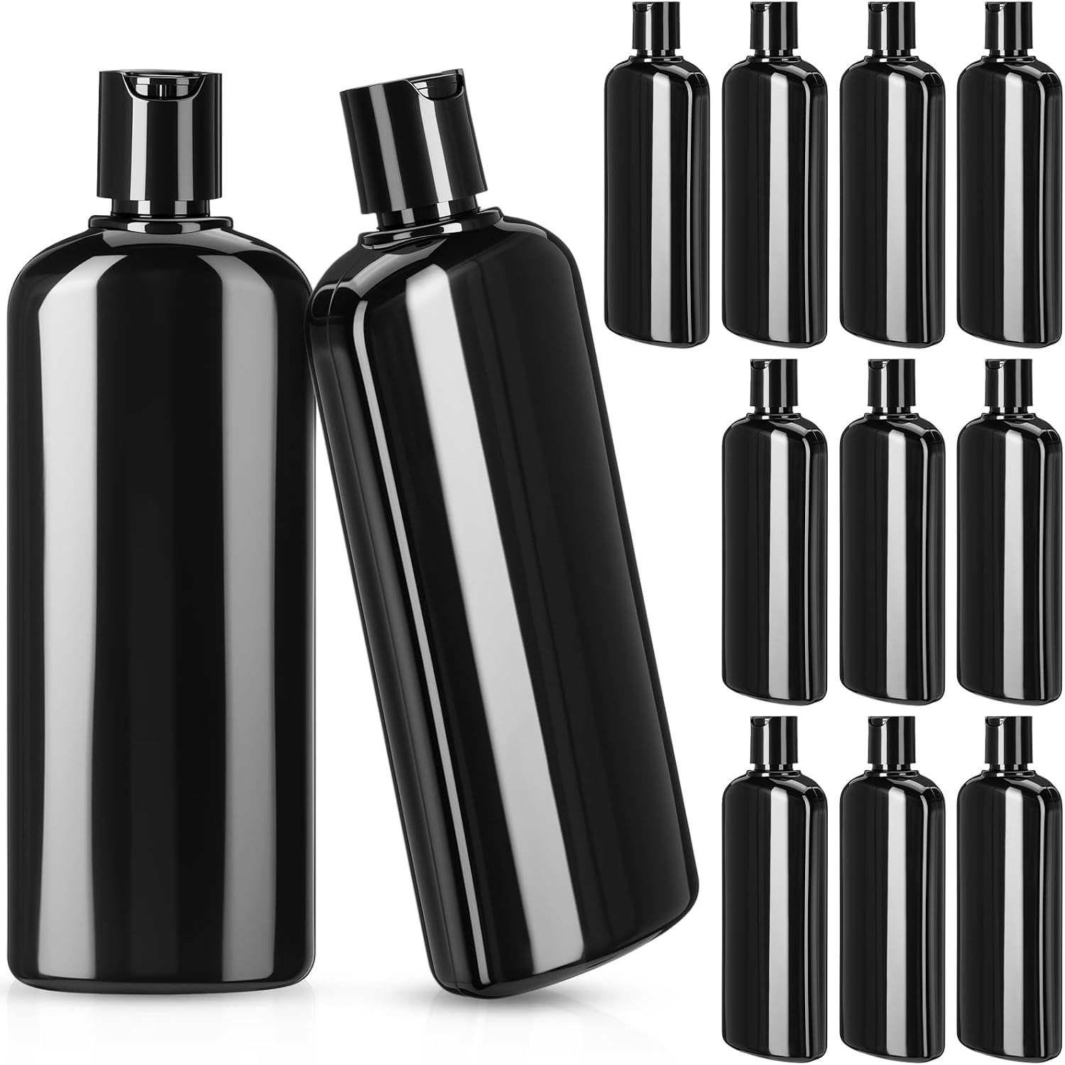 Domensi 24 Pcs Plastic Bottle Squeeze Containers with Disc Cap Travel Bottles Reusable Empty Toiletries Shampoo Containers Refillable Travel bottles for Shampoo Lotions (10oz,White)