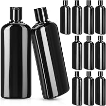 Domensi 12 Pcs Plastic Travel Bottles for Toiletries, 10oz, Pure Black