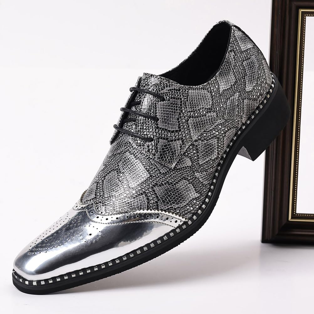 Men's Dress Shoes Wingtip PU Leather Oxfords with Brogue Formal Business Wedding Derby Shoes - Image 3