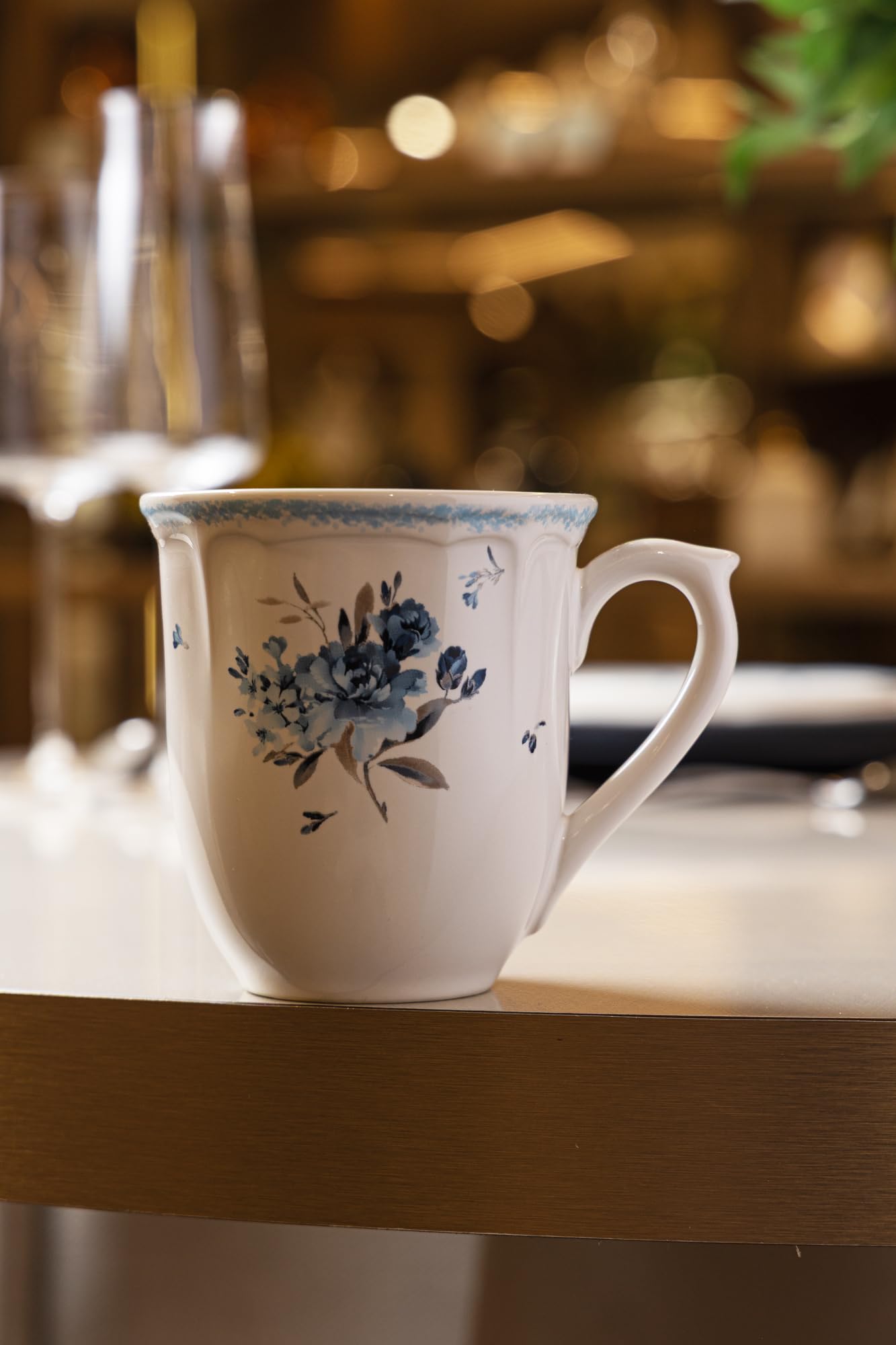 WOLFF - Caneca de Cerâmica Florescer, Azul, 330ml, Caneca para