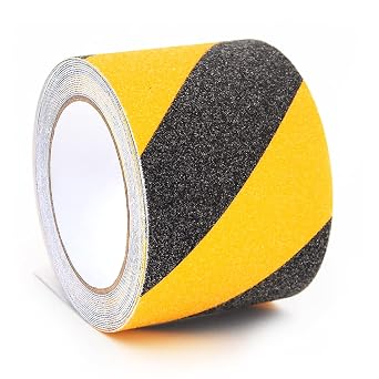 4" X 16.4ft Grip Tape, Non Slip Safety Anti Slip Tape for Stairs Steps Black/Yellow Non Skid Tread High Traction Friction/Strong Grip Abrasive Adhesive Hazard Caution Tape