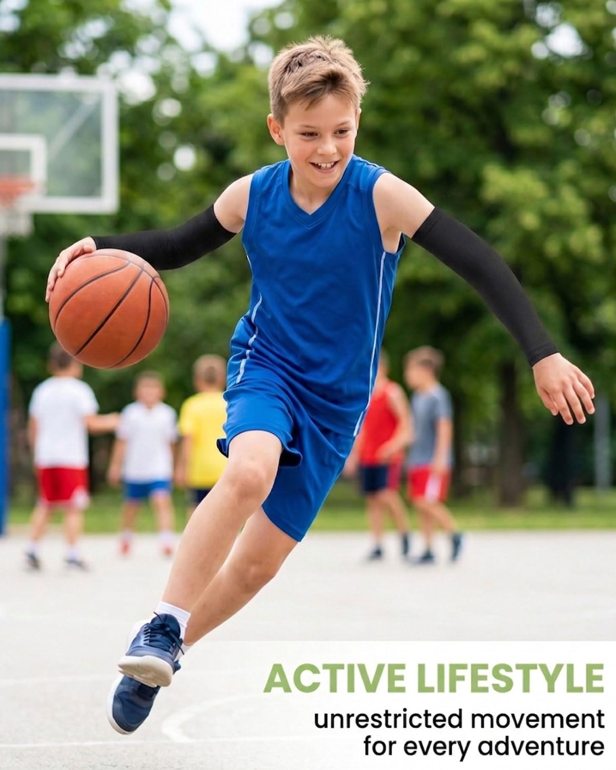 Manicotti Protezione Solare Bambini, Manicotti Braccia Anti UV per Calcio Pallavolo Basket, per Esercizio all'Aperto, Manicotti Sportivi per Ragazzi e Ragazze