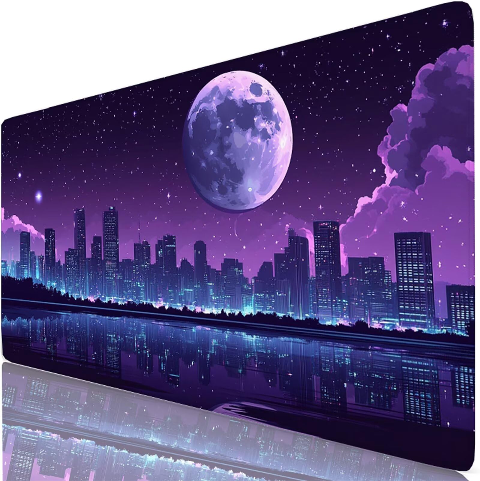 Tappetino Mouse Luna Tappetino Mouse XXL 150x80 cm Mouse Pad Architettura Sottomano Scrivania Ufficio Grande, Mousepad Gaming Antiscivolo Impermeabile, Tappeto per Desktop, PC, Gamer, Regalo W6-909