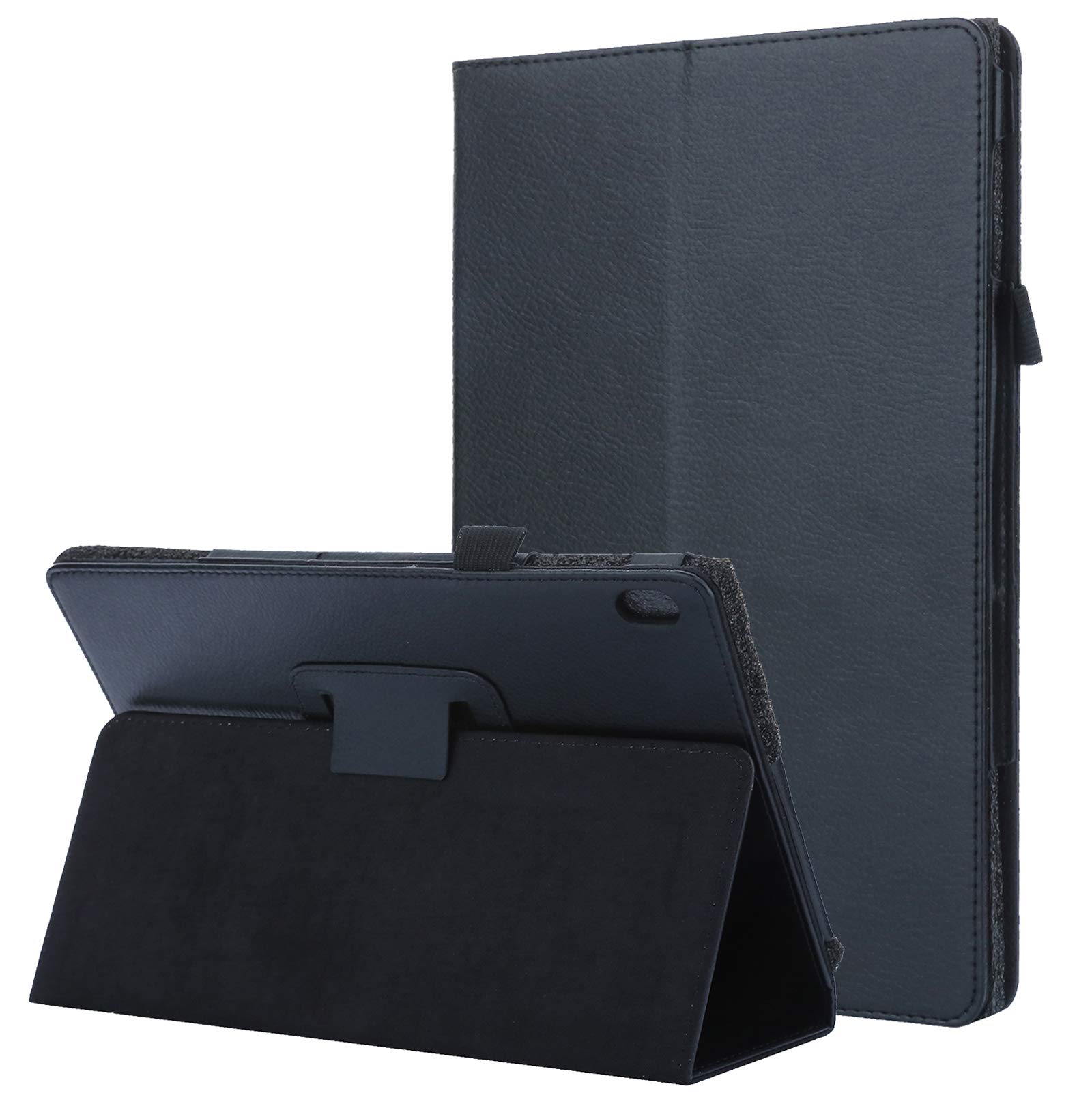 Leder-Hülle Mit Ständer Für Lenovo Tab M10 HD / Smart Tab P10 (10,1 Zoll) – Schwarz, PU-Leder, Mikrofaser-Innenfutter