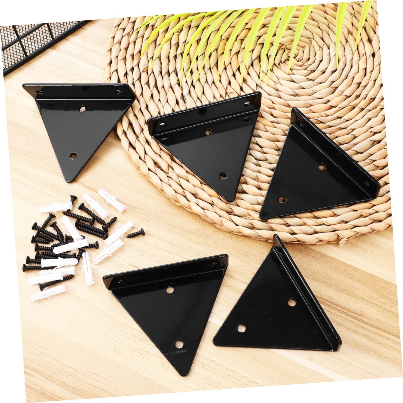 ERINGOGO 6pcs Hidden Floating Shelf Brackets Metal Mounts for Wall Shelving Wrought Iron Support for Space Saving Storage Black