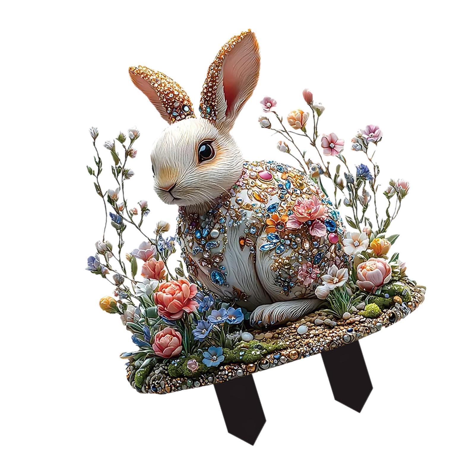 Easter Yard Sign Waterproof Acrylic Garden Stake for Flowerbeds Path Walkway 1X RabbitHome & Garden|Yard, Garden & Outdoor Living|Garden Dacor|Statues & Lawn Ornaments-picture-18