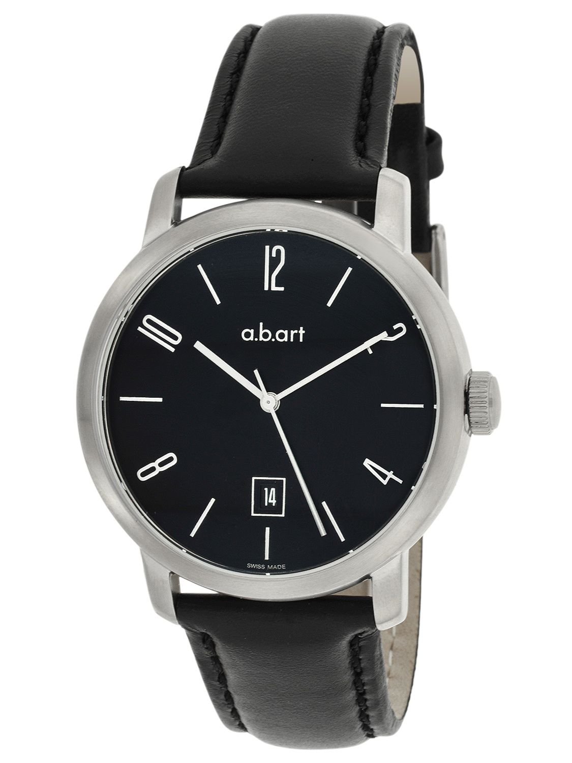 a.b.art Men's Automatic Watch with Black Dial Analogue Display and Black Leather Strap MA102