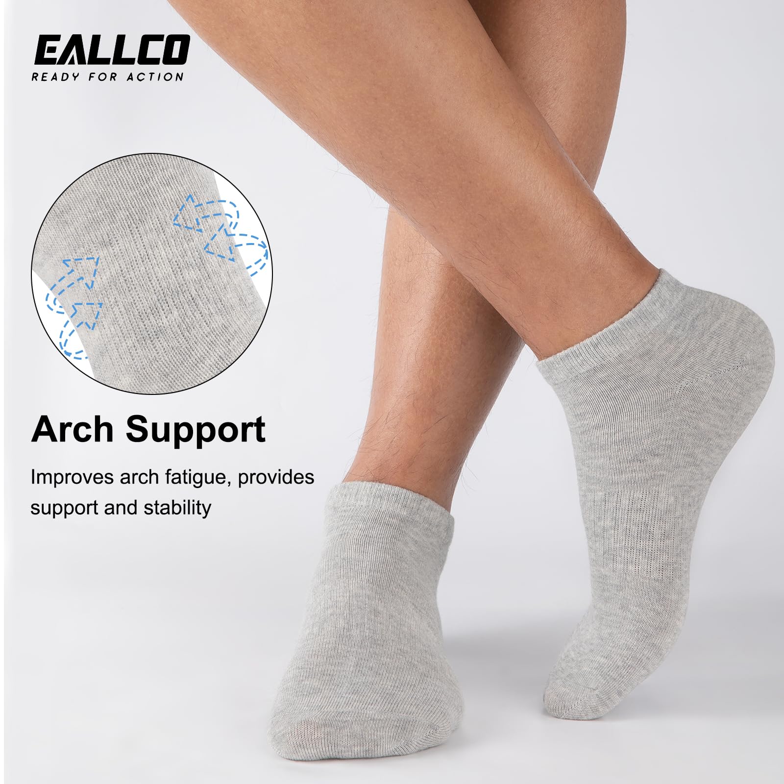 eallco Calcetines tobilleros de algodón para hombre, corte bajo, cortos, transpirables, casuales, 6 pares