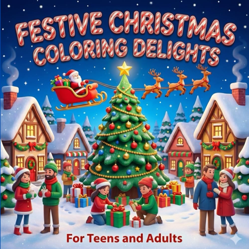 FESTIVE CHRISTMAS COLORING DELIGHTS FOR TEENS AND ADULTS