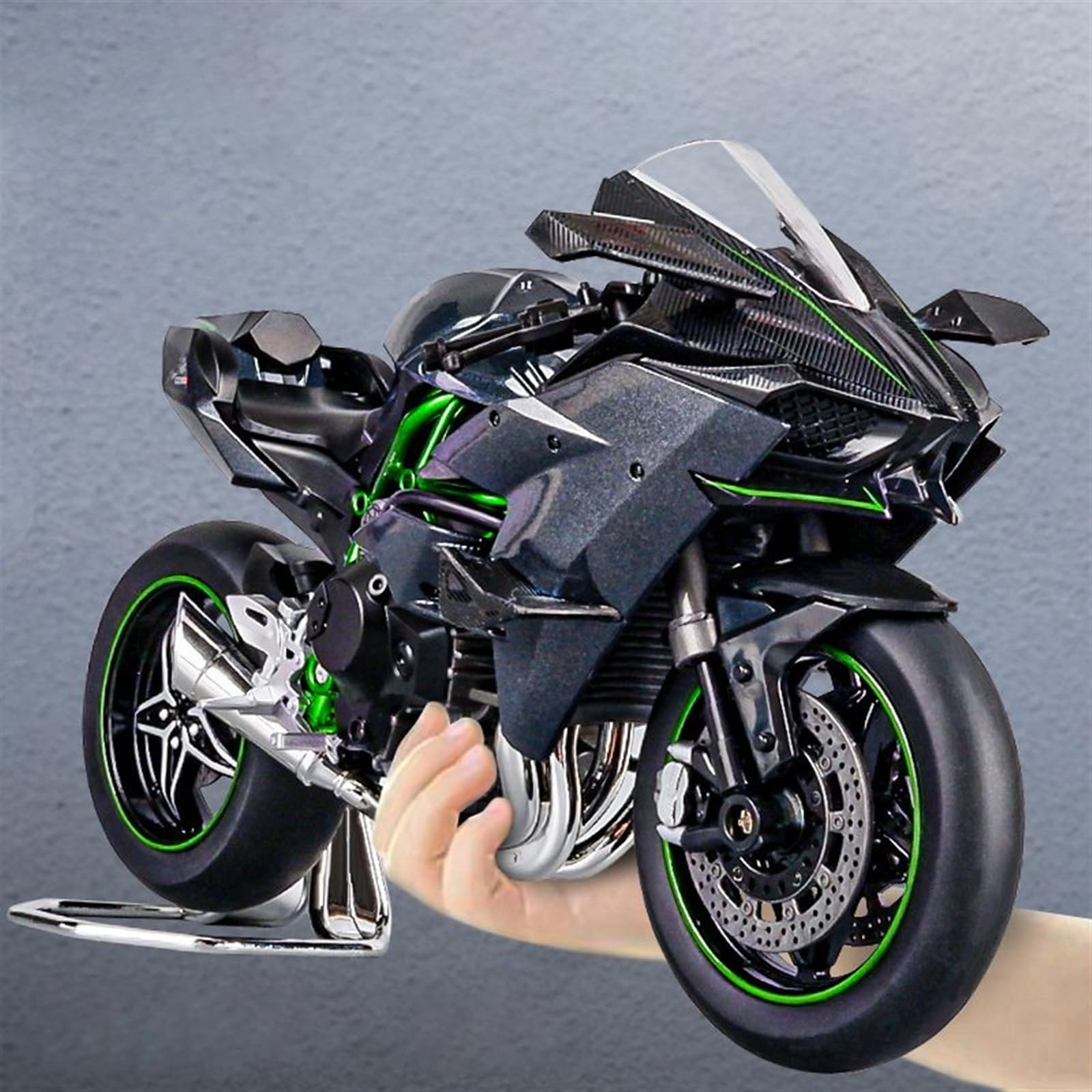 Modello Modello Di Motocicletta Giocattolo Collezione Auto 1:9 Per Kawasaki Ninja H2R(With foam box)