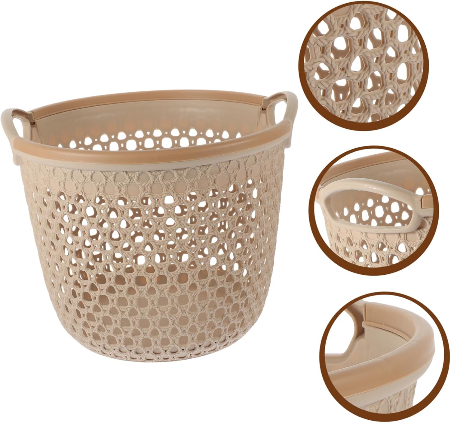 VICASKY Hollow Out Laundry Basket with Handles Medium Dirty Clothes Organizer for Home Portable Multi Function Storage Hamper for Bathroom Bedroom Nursery Dorm Use