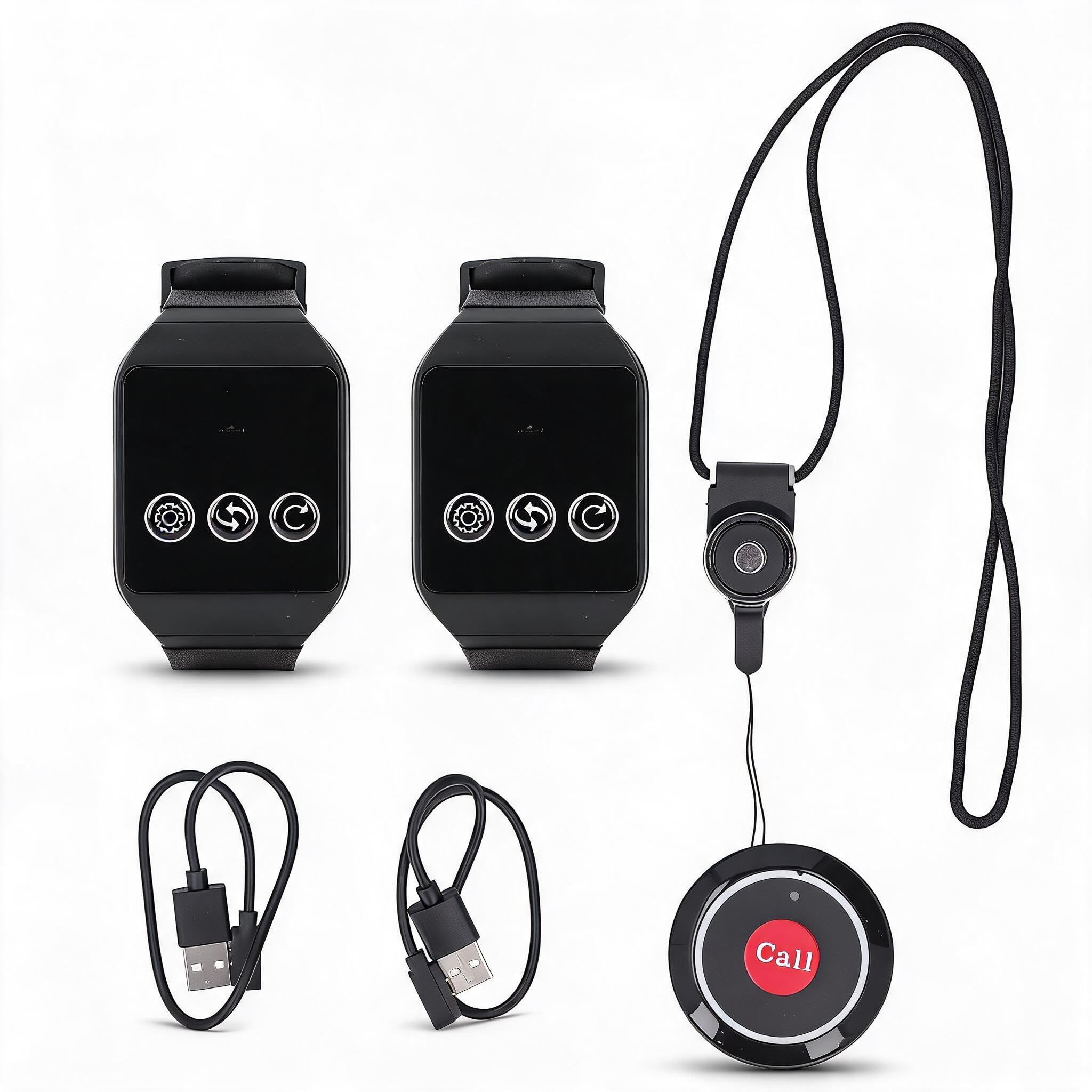 di Chiamata per Servizio Ristorante Wireless, Ricevitore con 2 Orologi e Cercapersone a 1 Pulsante, di Chiamata per Servizio Clienti Wireless Impermeabile IPX7 per Hotel
