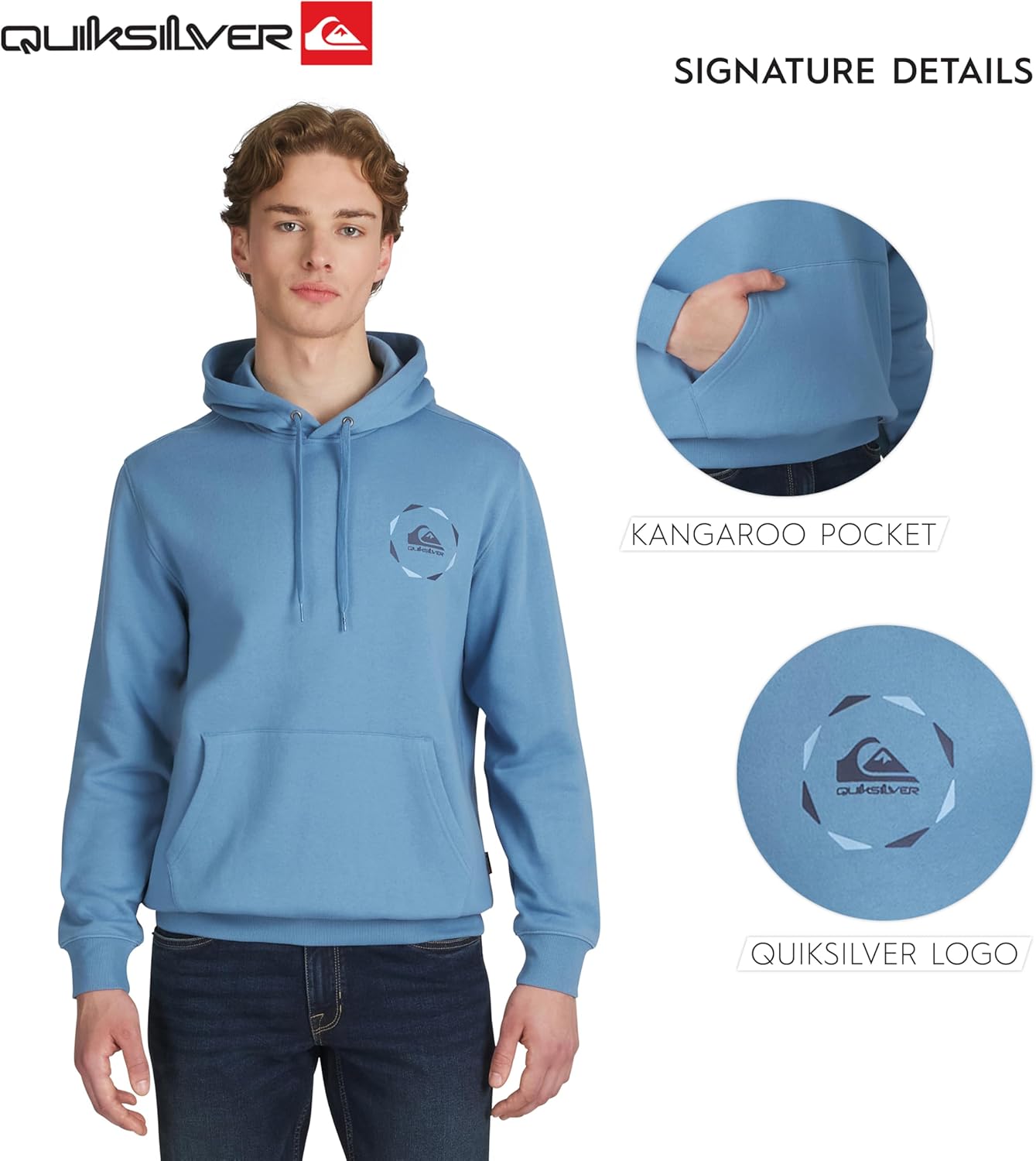 Quiksilver Men's Regular Fit Super Soft Fleece Midweight Pullover Hooded Sweatshirt - Image 6