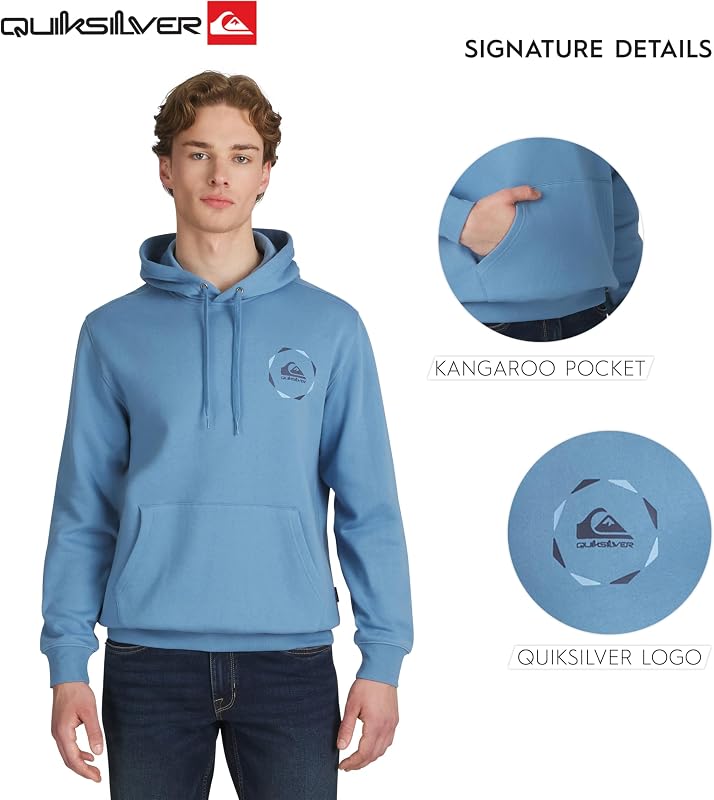 Quiksilver Men's Regular Fit Super Soft Fleece Midweight Pullover Hooded Sweatshirt, Blue Shadow, Large image 6