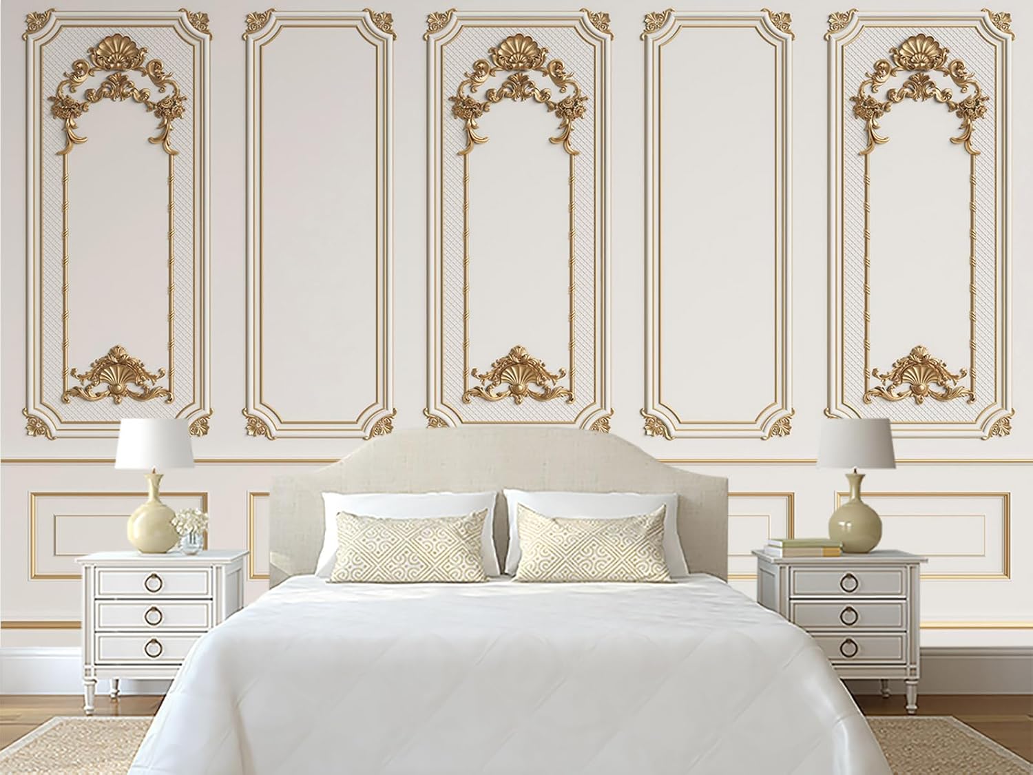 Classic Interior Wall with mouldings Wall Mural Wallpaper for Bedroom 98" x 71"(W x H) No.30 98" x 71"(W x H)