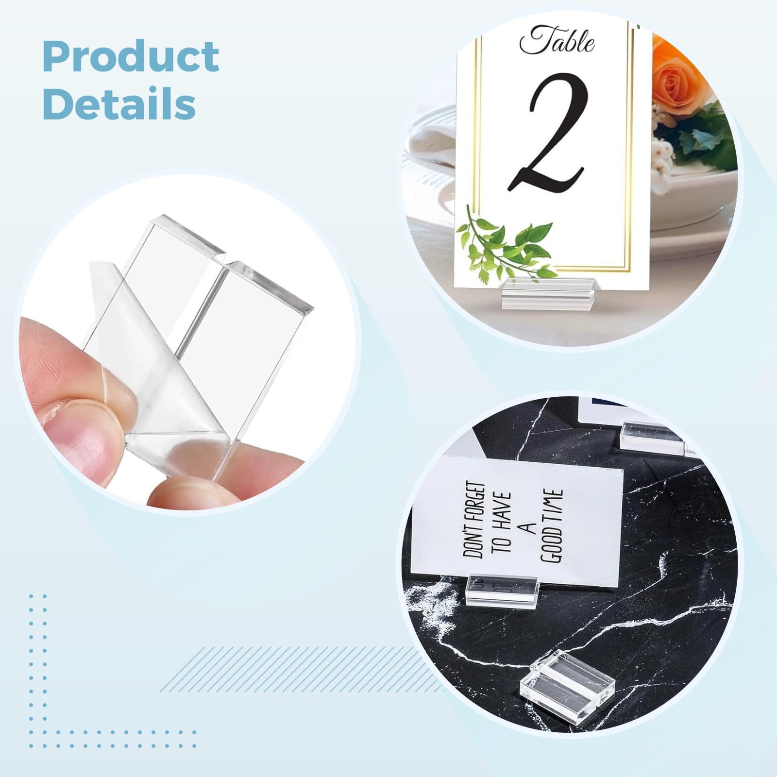 50 Stk. Acryl Platzkartenhalter, klare quadratische Tischkartenständer, transparente Namenshalter für Tische, Kartenständer mit Schlitz für Hochzeit, Party, Menü, Büro und Meeting
