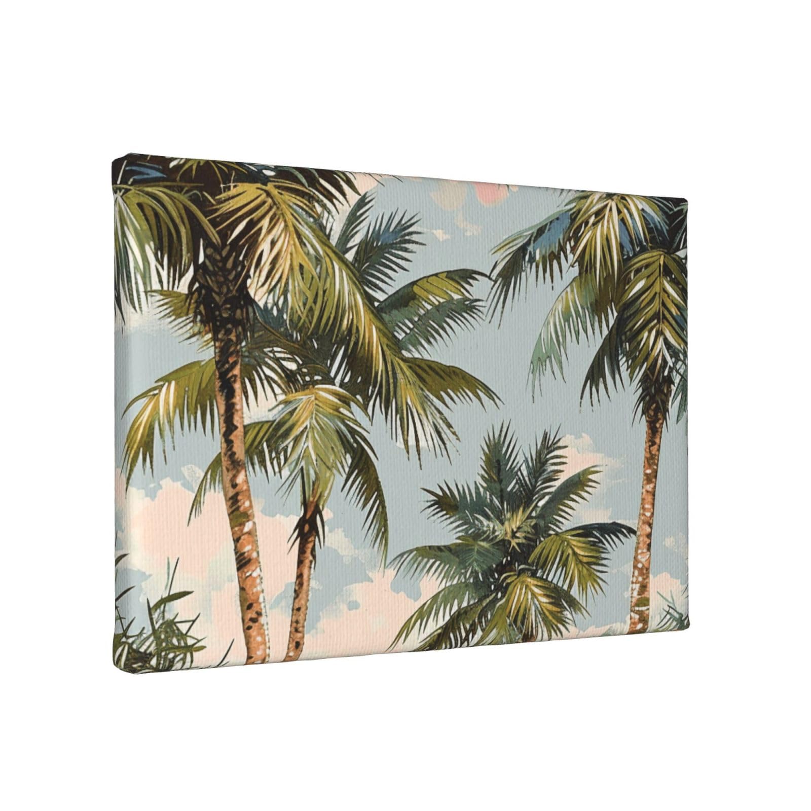 YKLJG Tropical Palm Trees Printed Wall Art Canvas Painting 30x20 CM Wooden Framed Picture Painting Artwork Prints for Bedroom Kitchen Home Office Decor
