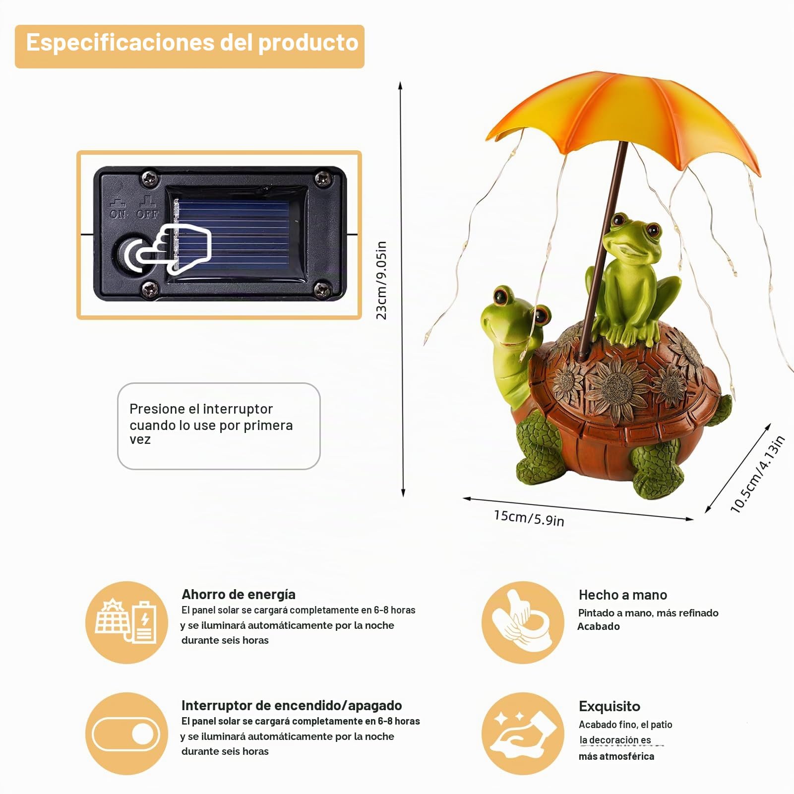 Syfunlv Decoración Solar de Jardín con Rana - Estatua Divertida con Lámpara para Exteriores