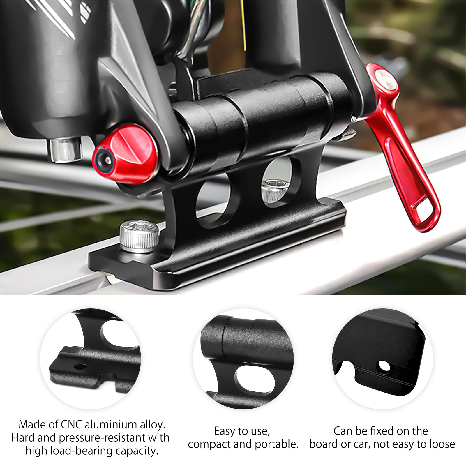 HENGBIRD 2 pezzi di supporto per forcella per bicicletta in lega di alluminio, supporto da tetto per bici da auto a bloccaggio rapido, supporto per forcella per bicicletta versatile per 5/12/15 x 100