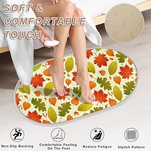 Miniatura 4 de Tavisto Maple Leaf Bathroom Rug Mat Memory Foam Soft Plush Area Rug Non-Slip Absorbent Oval Rug for Bedroom Bathroom Bathtub Shower (Oval, 40×60cm)