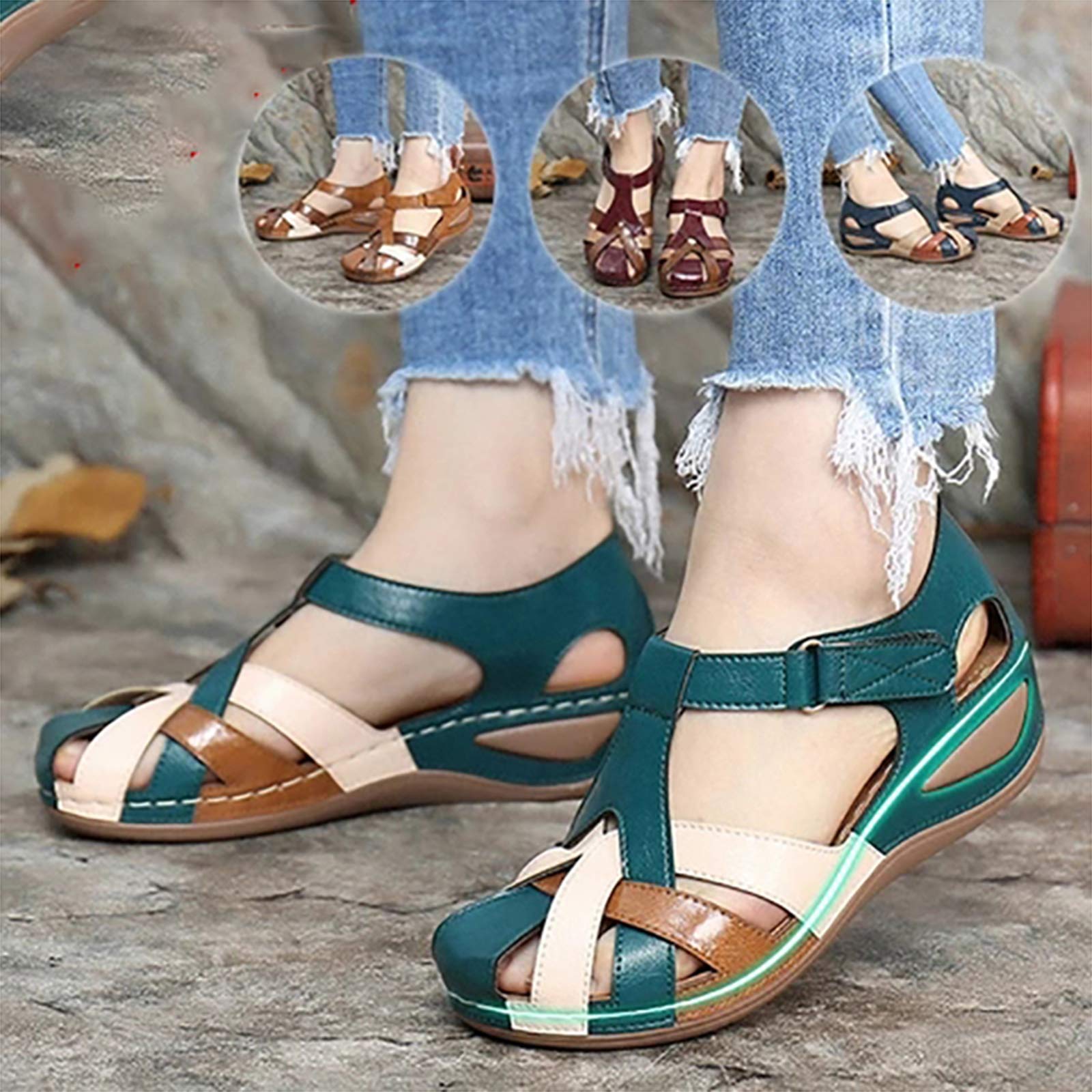 Espadrillas da donna con zeppa e plateau e cinturino alla caviglia con fibbia a punta aperta, tacco alto, stile estivo, comodo e conciso, alla moda, per matrimoni, feste in spiaggia, Marrone, 37