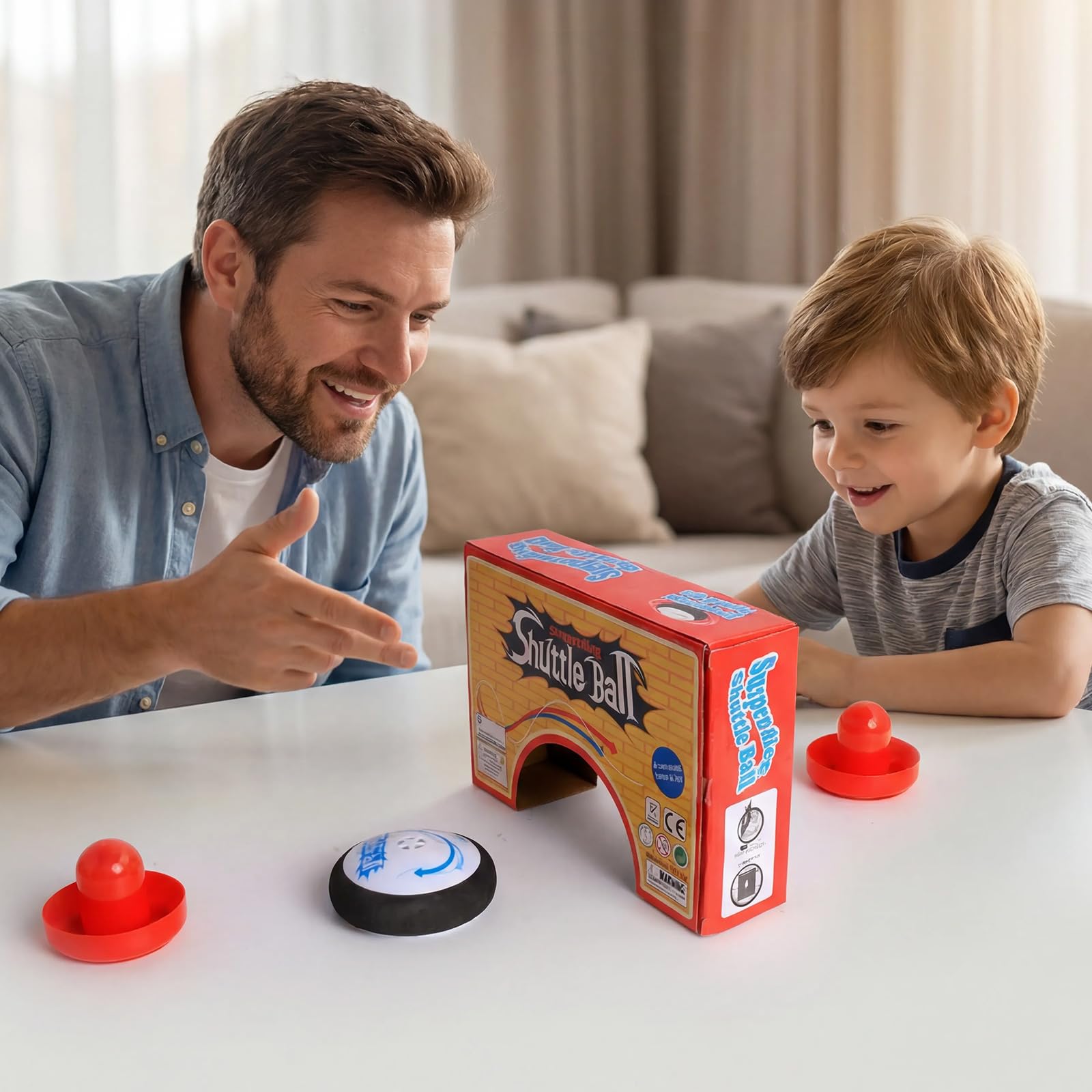 Air Hockey Hover Puck, Electric Floating Hockey Hockey z 2 czerwonymi suwakami do hokeja powietrznego, przenośna gra stołowa, gra planszowa, zabawka, symulowana gra hokejowa dla dzieci i dorosłych
