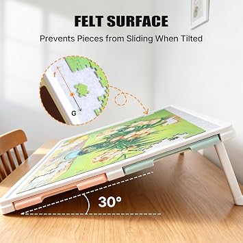 Playboda 1000 Pieces Tiltable & Rotating Puzzle Board with Drawers, Anti-Slip Mat and Black Cover, 30x22 Portable Spinning Plastic Jigsaw Puzzle Table for Adults, Upgraded Lazy Susan